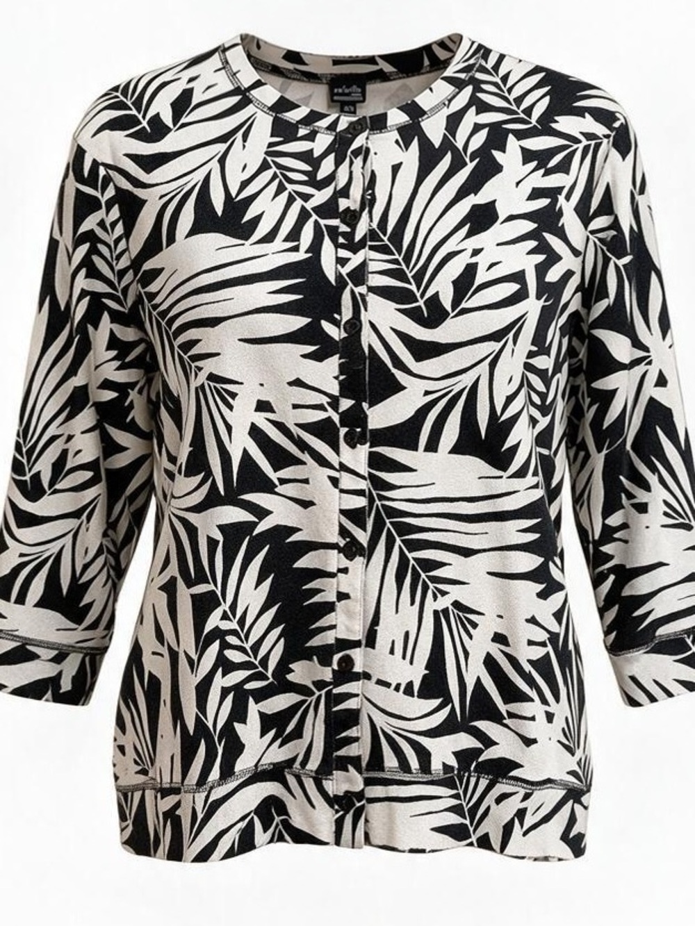 Rafaella Black & White Cotton Print Cardigan Size 2X Like New